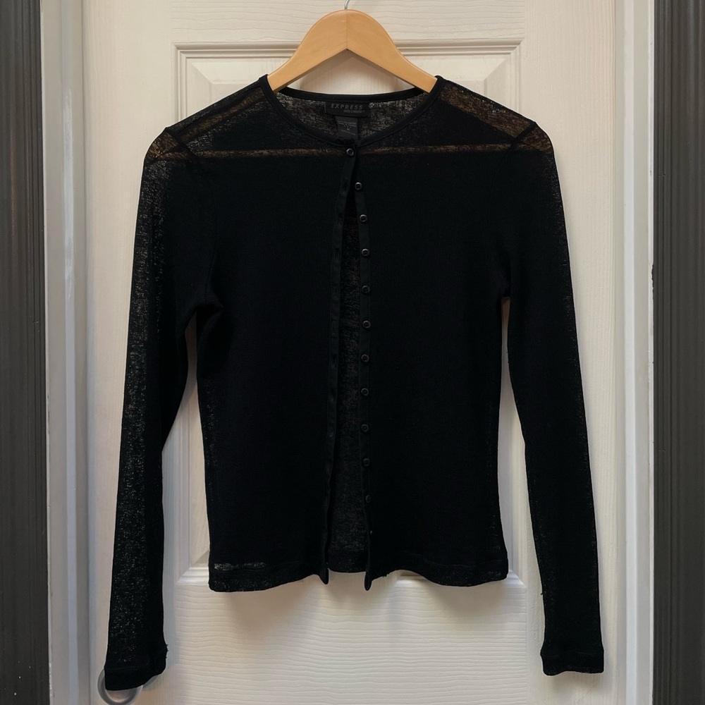 Express sheer sweater, Black, size medium